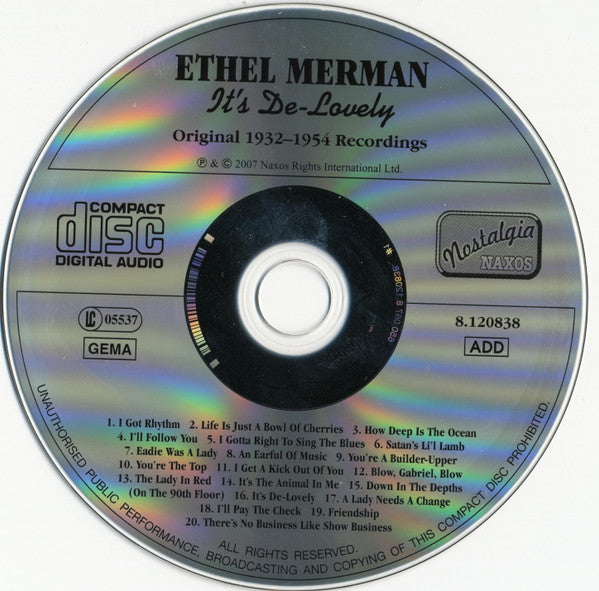 Ethel Merman - It's De-Lovely (CD) - 2007