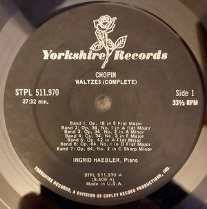 Chopin,Ingrid Haebler - Waltzes (Complete) Vinyl Record