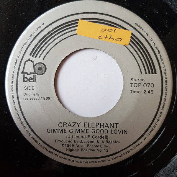 Crazy Elephant - Gimme Gimme Good Lovin' / Dark Part Of My Mind Vinyl Record