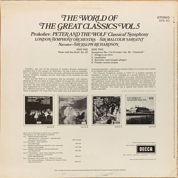 Sergei Prokofiev / Sir Malcolm Sargent, Ralph Richardson (2), London Symphony Orchestra - Peter And The Wolf -