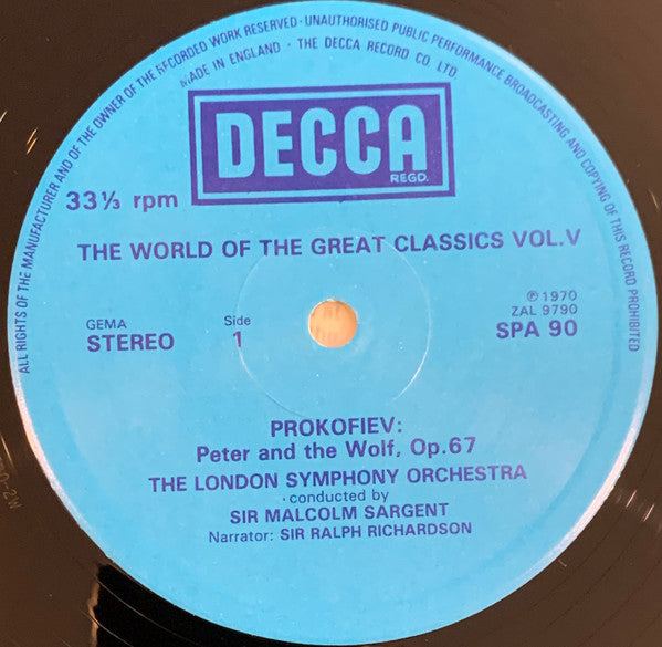 Sergei Prokofiev / Sir Malcolm Sargent, Ralph Richardson (2), London Symphony Orchestra - Peter And The Wolf -