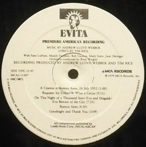 Andrew Lloyd Webber And Tim Rice - Evita: Premiere American Recording - 1979