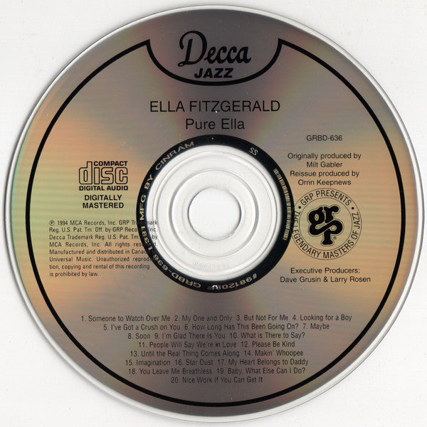 Ella Fitzgerald - Pure Ella (CD) -