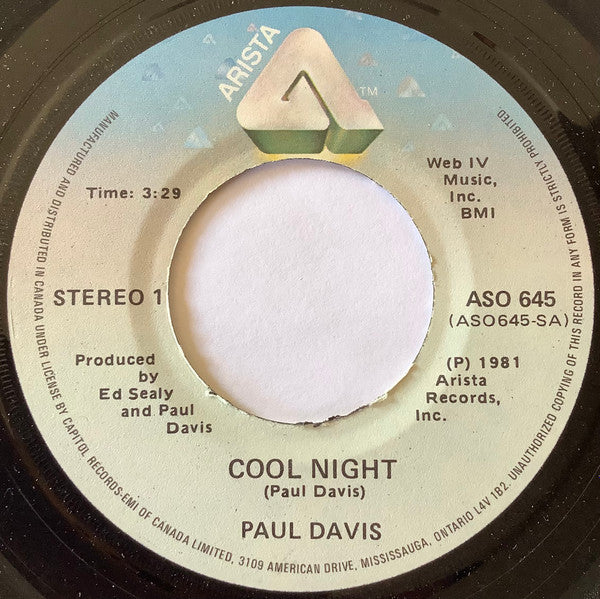 Paul Davis (3) - Cool Night / One More Time For The Lonely