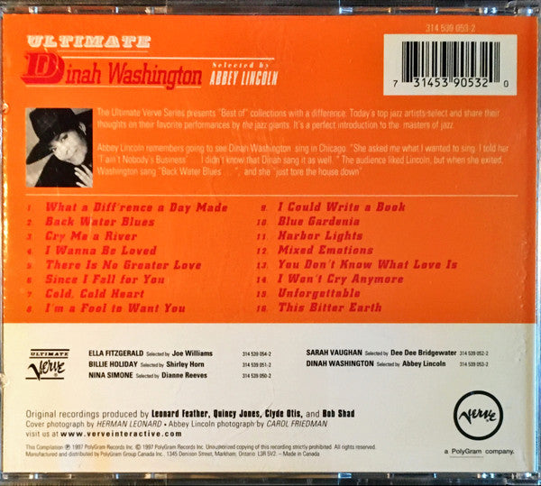 Dinah Washington Selected By Abbey Lincoln - Ultimate Dinah Washington (CD) - 1997