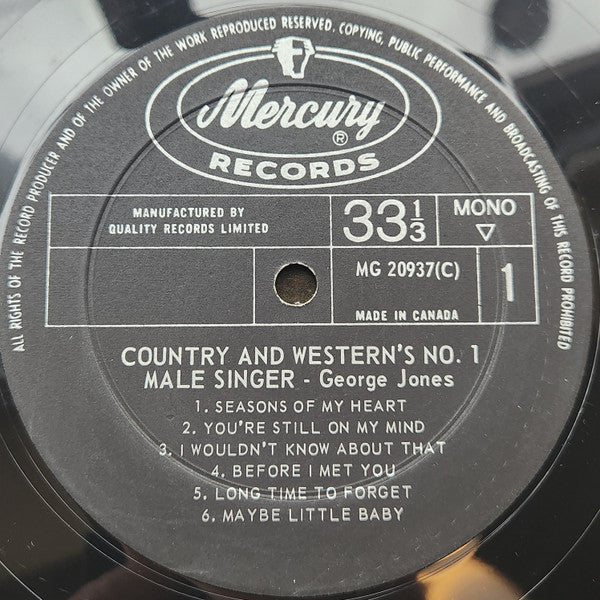 George Jones - Country And Western #1 Male Singer Vinyl Record