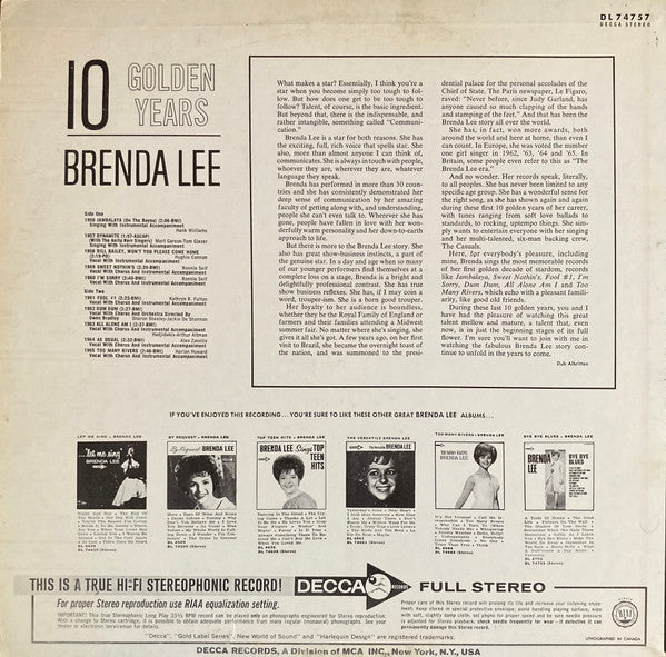 Brenda Lee - 10 Golden Years