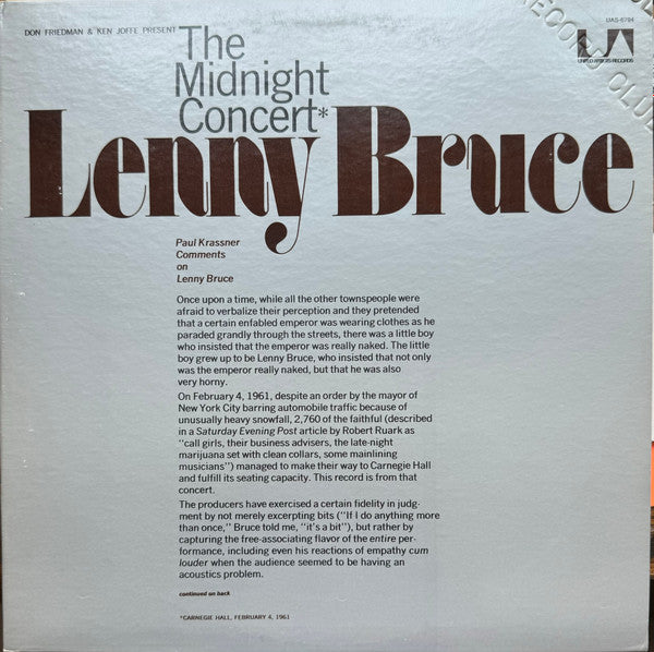 Lenny Bruce - The Midnight Concert