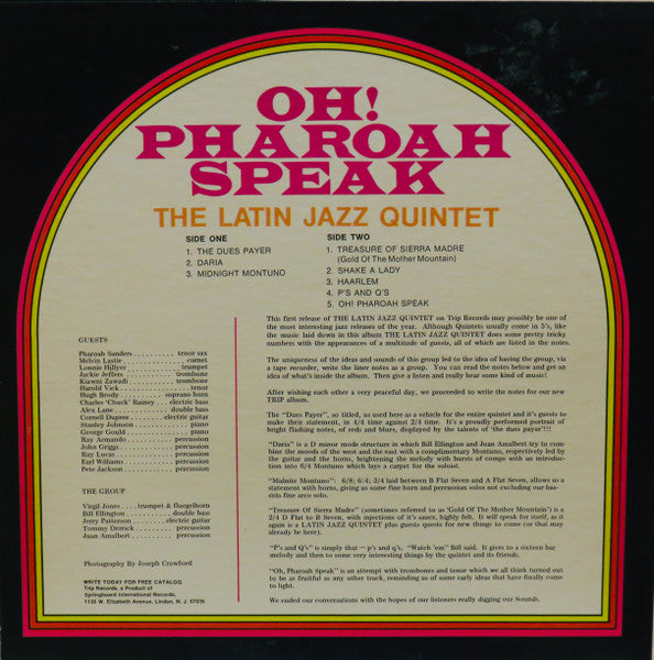 The Latin Jazz Quintet,Pharoah Sanders,Juan Amalbért - - Featured Guest Artist   - Under The Direction Of  Oh! Pharoah Speak Vinyl Record