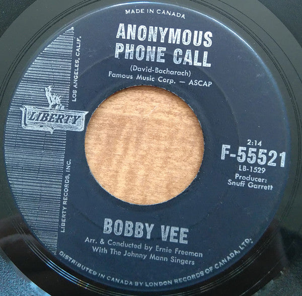 Bobby Vee - The Night Has A Thousand Eyes / Anonymous Phone Call