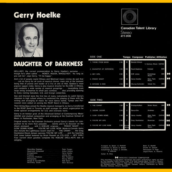 Gerry Hoelke - Daughter Of Darkness - 1970