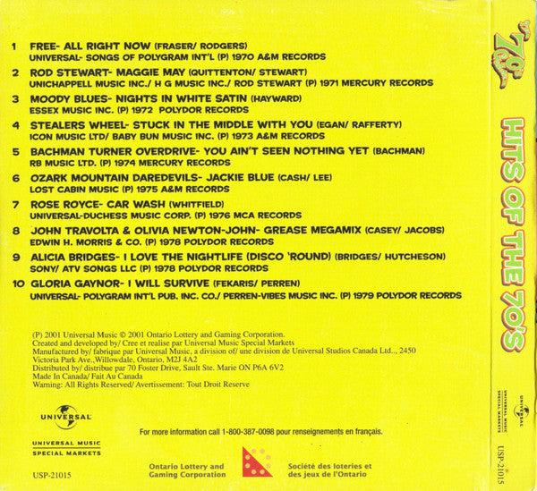 Various - The 70's Game Hits Of The 70's (CD) - 2001