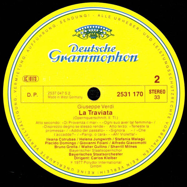 Giuseppe Verdi - Ileana Cotrubas • Placido Domingo • Sherrill Milnes, Bayerisches Staatsorchester, Carlos Kleiber - La Traviata (Querschnitt=Highlights=Brani Scelti) -