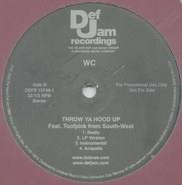 WC - Flirt / Throw Ya Hood Up Vinyl Record