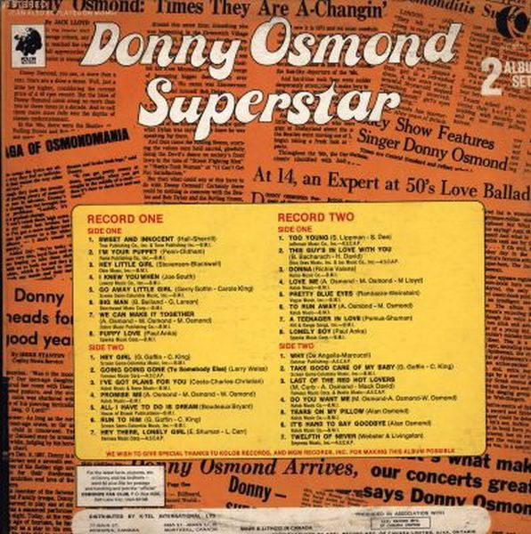 Donny Osmond - Superstar Vinyl Record