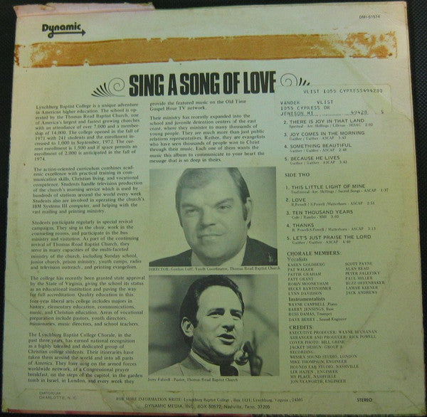 Lynchburg Baptist College Chorale - Sing A Song Of Love - 1974