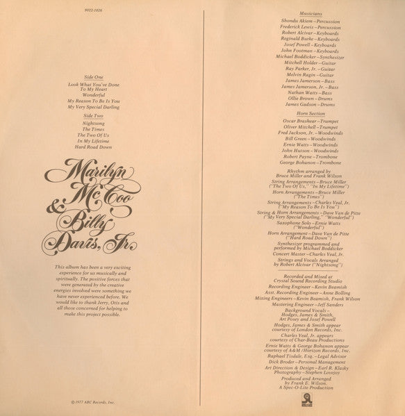 Marilyn McCoo & Billy Davis Jr. - The Two Of Us - 1977