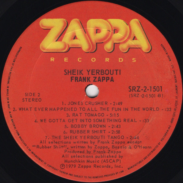 Frank Zappa - Sheik Yerbouti - 1979