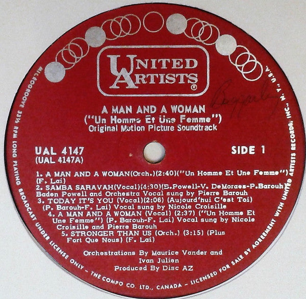 Francis Lai - A Man And A Woman ("Un Homme Et Une Femme") - Original Motion Picture Sound Track - 1966