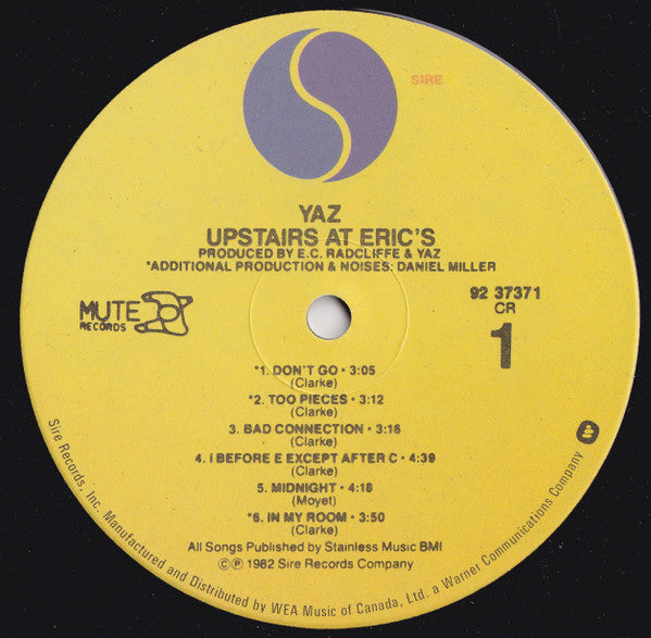Yazoo - Upstairs At Eric's - 1982