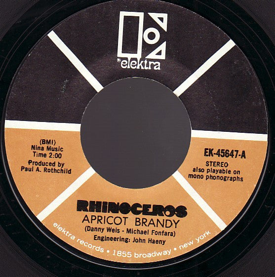 Rhinoceros - Apricot Brandy / When You Say You're Sorry - 1969