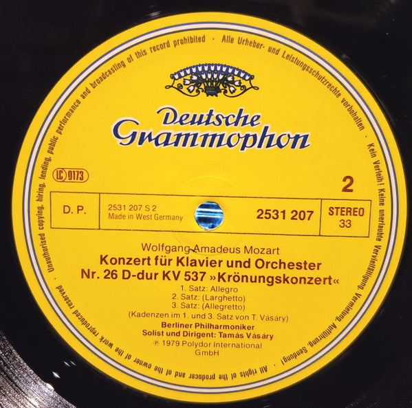 Wolfgang Amadeus Mozart • Berliner Philharmoniker • Tamás Vásáry - Klavierkonzerte Nr. 14 & 26 »Krönungskonzert« - 1979