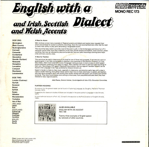 Various - English With A Dialect And Irish, Scottish And Welsh Accents - 1974