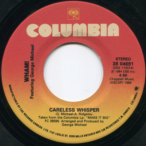 Wham! Featuring George Michael - Careless Whisper - 1984