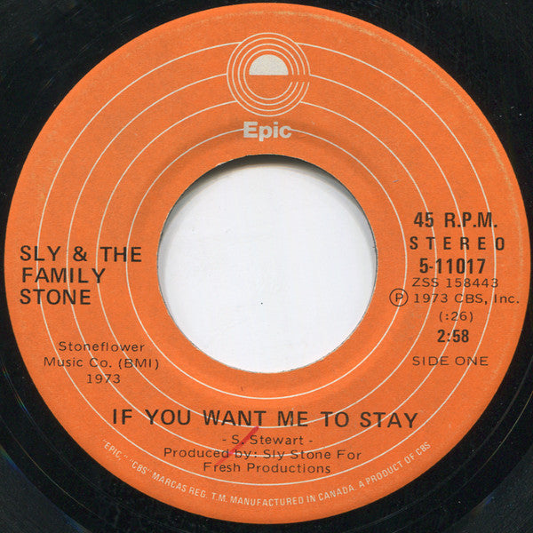 Sly & The Family Stone - If You Want Me To Stay Vinyl Record