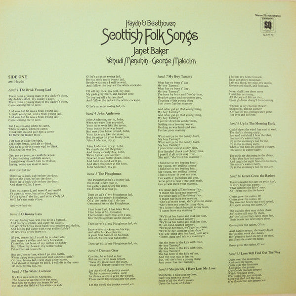 Joseph Haydn / Ludwig van Beethoven - Janet Baker, Yehudi Menuhin, George Malcolm - Scottish Folk Songs - 1976