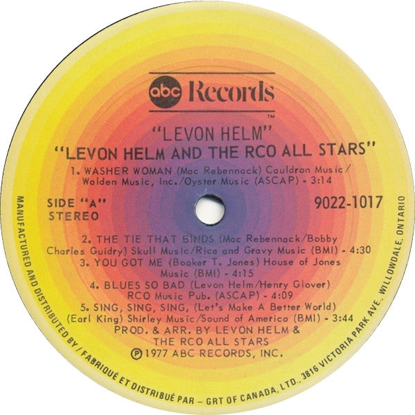 Levon Helm And RCO All-Stars, The - Levon Helm And The RCO All-Stars - 1977