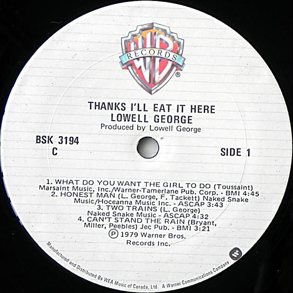Lowell George - Thanks I'll Eat It Here - 1979