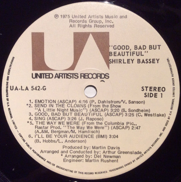 Shirley Bassey - Good, Bad But Beautiful - 1975