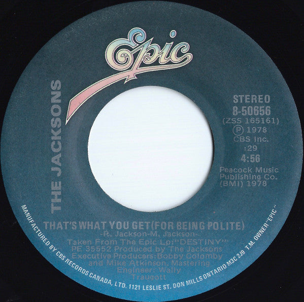 Jacksons, The - Shake Your Body (Down To The Ground) / That's What You Get For Being Polite - 1979