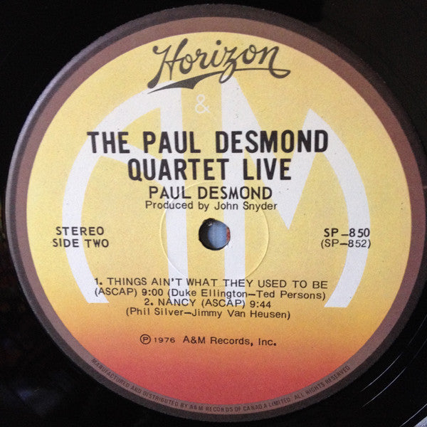 Paul Desmond Quartet, The - Live - 1976