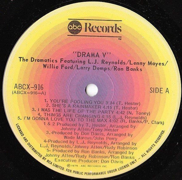 Dramatics, The Featuring Ron Banks - Larry Demps - Willie Ford - Lenny Mayes - LJ Reynolds - Drama V - 1975