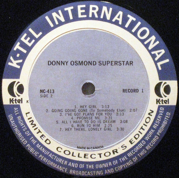 Donny Osmond - Superstar Vinyl Record