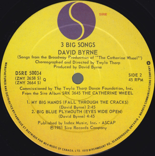 David Byrne - 3 Big Songs - 1981