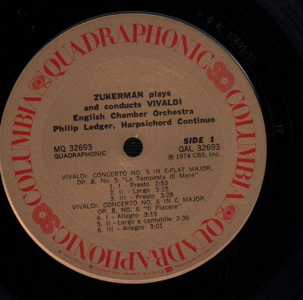 Antonio Vivaldi, Pinchas Zukerman, English Chamber Orchestra - Zukerman Plays And Conducts Vivaldi - 1974