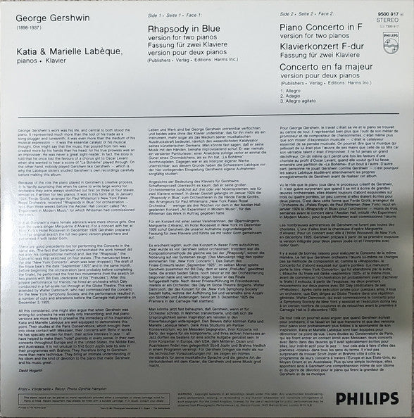 George Gershwin – Katia Et Marielle Labèque - Rhapsody In Blue • Piano Concerto In F (Versions For Two Pianos) - 1981