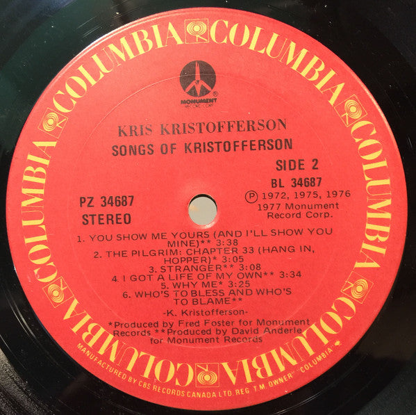Kris Kristofferson - Songs Of Kristofferson - 1977