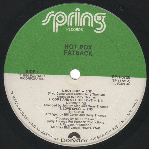 Fatback Band, The - Hot Box - 1980