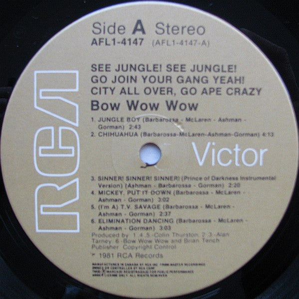 Bow Wow Wow - See Jungle! See Jungle! Go Join Your Gang Yeah! City All Over, Go Ape Crazy - 1981
