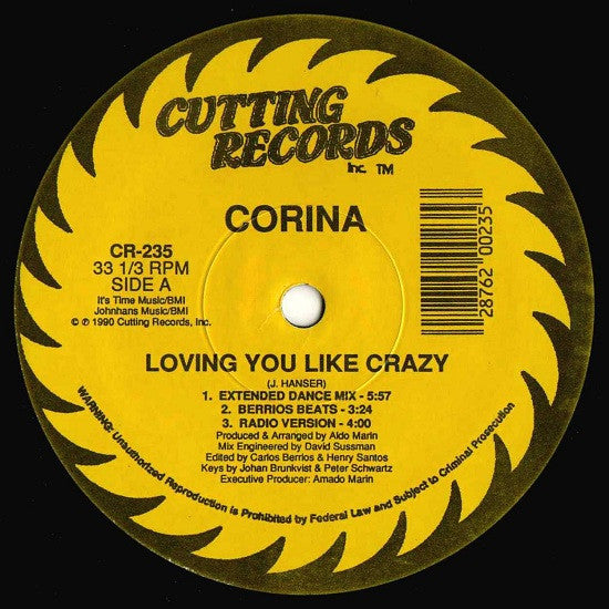 Corina - Loving You Like Crazy Vinyl Record