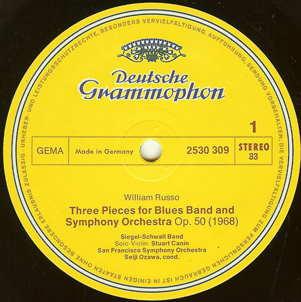 Leonard Bernstein / Bill Russo, Siegel-Schwall Band, The, San Francisco Symphony · Seiji Ozawa - Symphonic Dances From West Side Story / Three Pieces For Blues Band And Orchestra - 1973