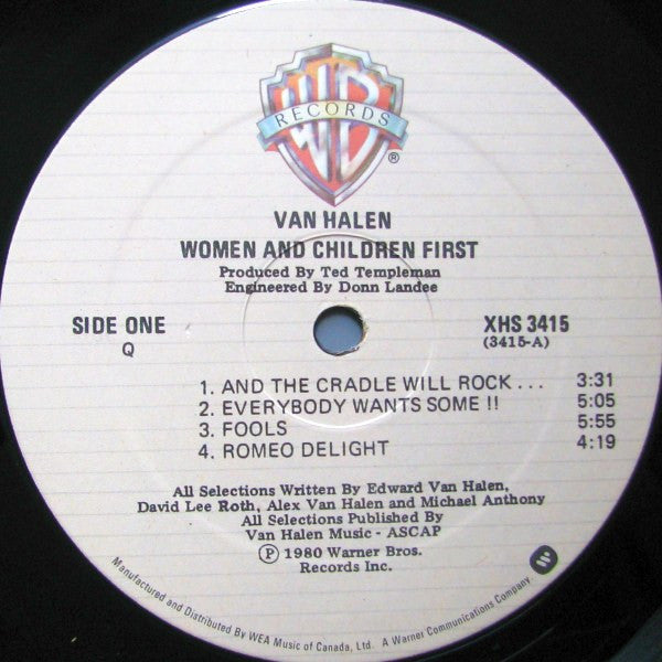 Van Halen - Women And Children First Vinyl Record