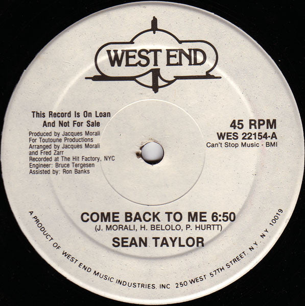 Sean Taylor - Come Back To Me - 1983