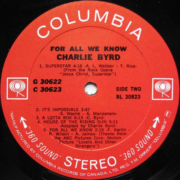 Charlie Byrd - For All We Know -