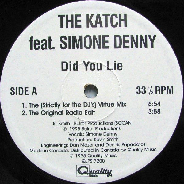 Katch, The Featuring Simone Denny - Did You Lie - 1995
