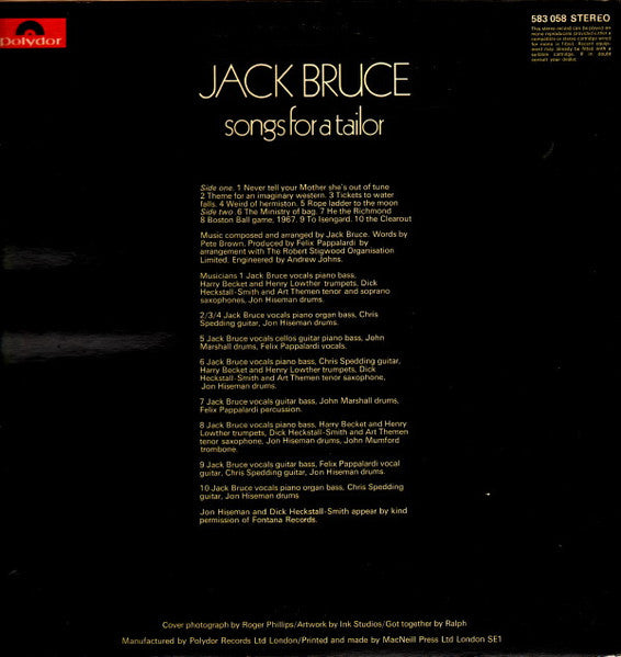 Jack Bruce - Songs For A Tailor - 1969